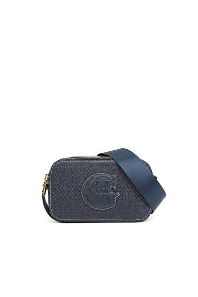 George Hogg Lacivert Logo Detaylı Kadın Kanvas Crossbody Çanta