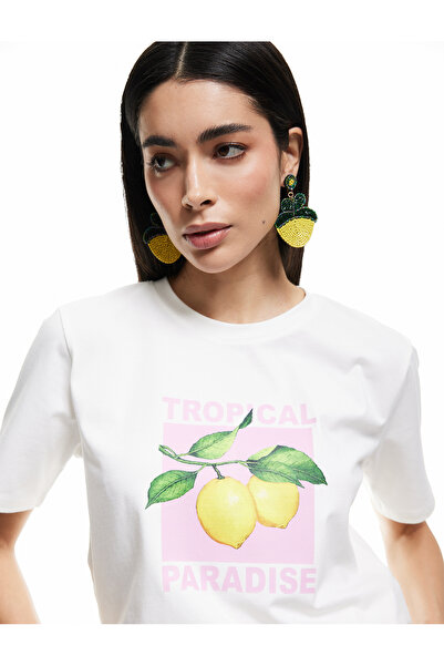 Koton X Sibil Çetinkaya - Βαμβακερό κοντομάνικο μπλουζάκι με λεμόνι στάμπα