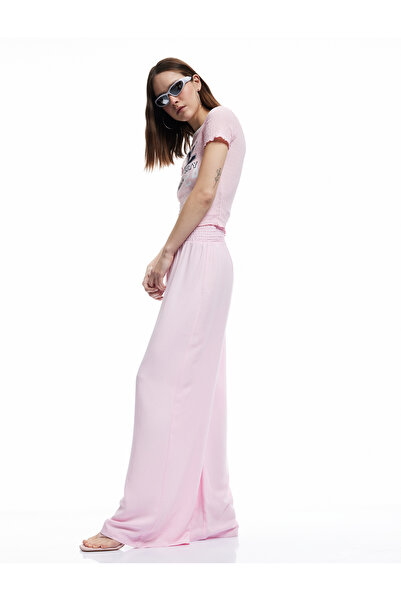 Koton Παντελόνι με φαρδύ πόδι από λινό μείγμα, άνετο και με λεπτή μέση