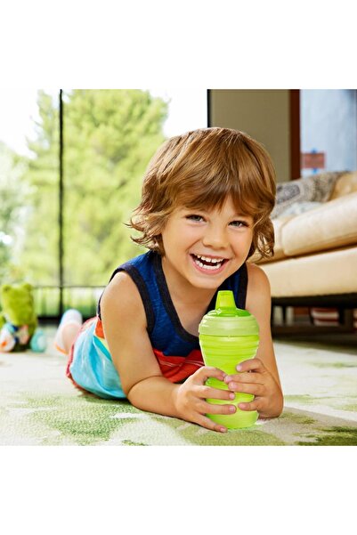 Munchkin Mighty Grip Spill Proof Sippy Cup 10oz Green Training Cup Leak Resis...