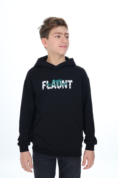 Toontoy Boys' Relax Fit Hooded Pocket Lightweight Drop Shoulder Printed Sweat...