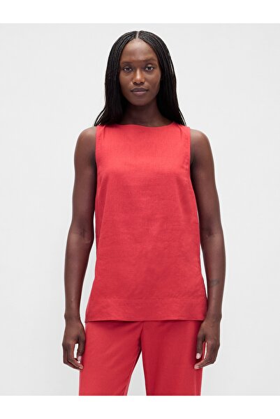 GAP Kadın Kırmızı Keten Karışımı Kolsuz Bluz