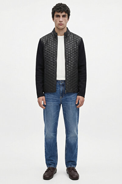 Sam Jachetă din lână matlasată cu fermoar și guler înalt - Negru - Antracit