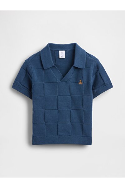 GAP Erkek Bebek Koyu Mavi Kareli Polo T-Shirt