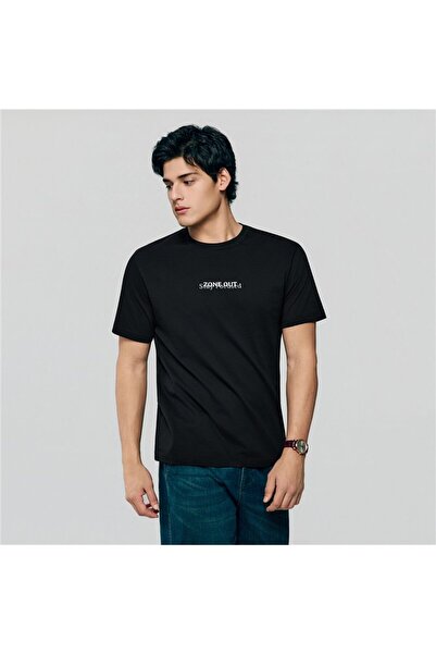 Giordano تيشيرت رجالي ضيق من قطن برقبة دائرية مطبوع عليه رسالة