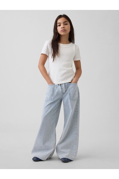 GAP Kız Çocuk Mavi Low Rise Baggy Jean Pantolon