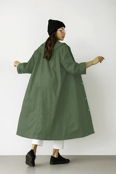 ALTINMAKAS First Master Yeşil PVC Polyester Balıkçı Kapşonlu Pardösü Yağmurlu...