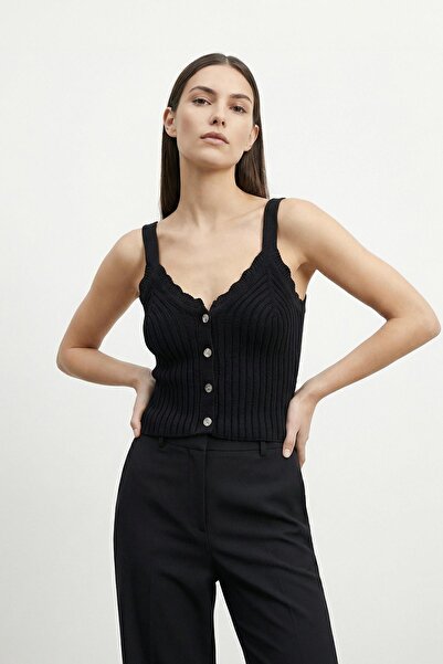 Soul Women's Strappy Knitwear Blouse - 31725Blz - Black