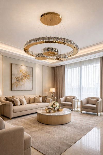 TREND 60LIK DAİRE KRİSTAL SARKITLI GOLD MODERN AVİZE