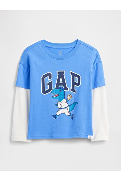 GAP Erkek Bebek Mavi Logo T-Shirt