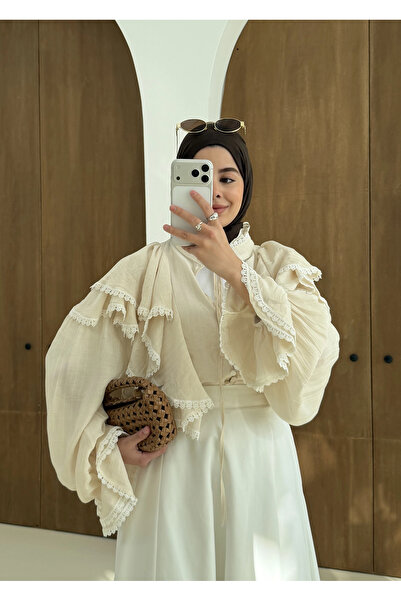 MODA AKSA Firfirli gömlek bej