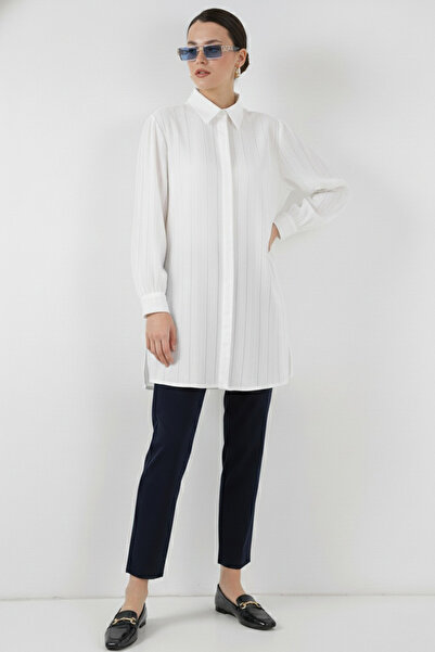 Bigdart Striped Long Shirt Tunic 5947 - White