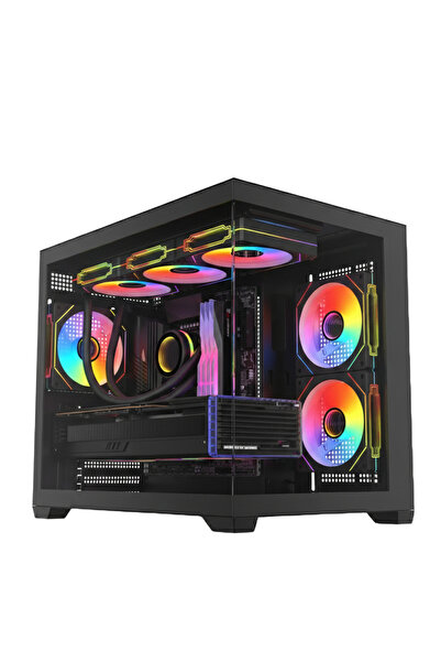 Revenge Siyah Terranova Kumandalı 6 RGB Fanlı Midi Tower Cam Panel Gaming Oyu...