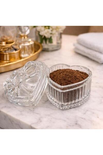 Generic Crystal Heart-Shaped Box with Bow Lid for Storing Incense and Maamoul