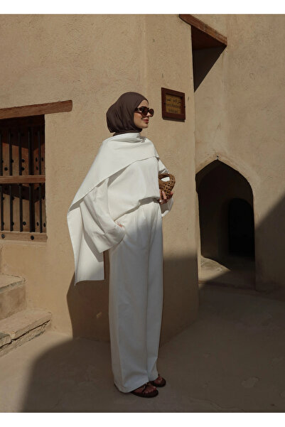 MODA AKSA 5471*TAKIM SEYYAR ŞALLI KETEN ( beyaz )