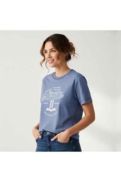 Giordano Women's Cotton Jersey Crew Neck Print Tee