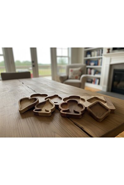 ORENDABARK Premium Masif Kayın İskambil Sembollü Kahvaltılık Çerezlik Sunumluk