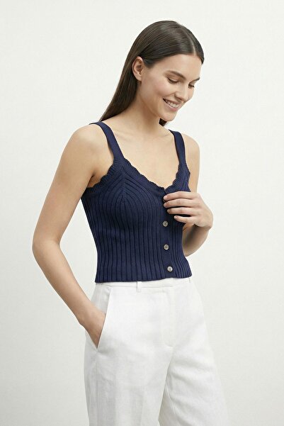 Soul Γυναικεία Πλεκτή Μπλούζα με Τιράντες - 31725BLZ - NAVY