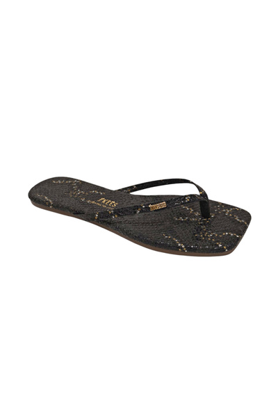 Tkees Women's Square Toe Black Snake Patterned Stylish Daily Slippers