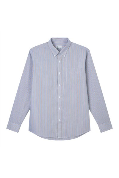 Giordano قميص رجالي بأكمام طويلة من قماش أكسفورد مقاوم للتجاعيد