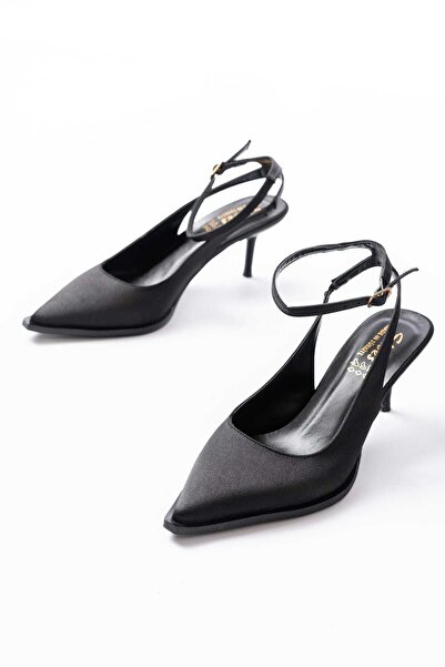 simplicity Crni saten Vezivanje oko zglobova Cipele sa štiklom