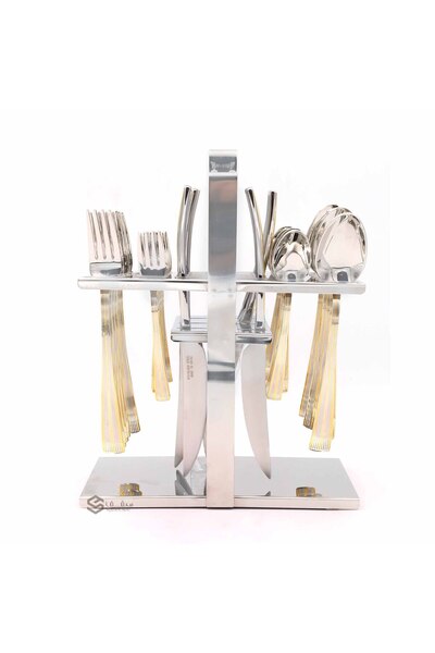 SQF اطقم ملاعق وشوك وسكاكين 30 قطعة ذهبي