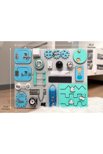 PETIT-ATELlER لوحة أنشطة خشبية من بيتيت أتيليه، لعبة مونتيسوري حسية، أقفال وم...