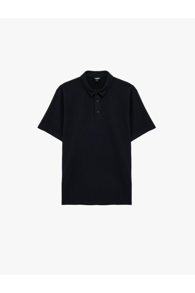 Koton Tricou cu guler polo, cu mânecă scurtă, cu nasturi, cu textură tip vafl...