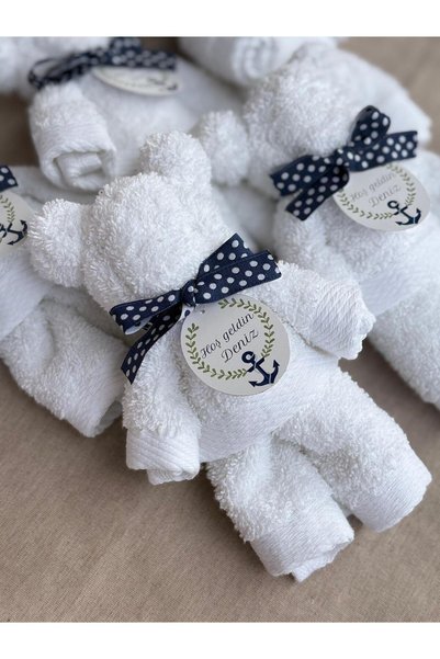 S&R 5 Pieces Baby Gift Towel Looking Like a Teddy Bear Hospital Release Newborn Gift Navy Blue