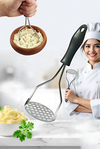 Soillium Plastik Saplı Patates Ezici Paslanmaz Çelik Başlıklı Püre Yapma Alet...