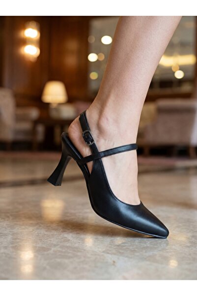 Venüs Women's Genuine Leather Black Stiletto Vns657