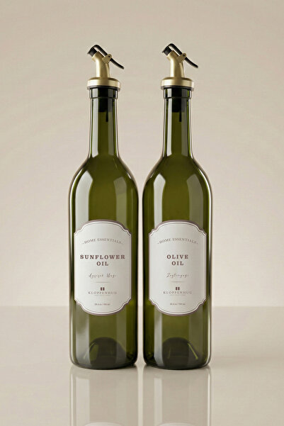 Kloppenhug 2'li Cam Yağdanlık Seti 750ml - Zeytinyağı Ayçiçek Yağı Şişesi Dam...