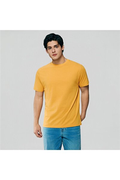 Giordano تيشيرت رجالي ضيق بقصة ضيقة من القطن وياقة دائرية