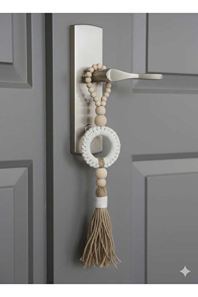 diclecollection Wooden Bead Ring Detail Tasseled Door Ornament, Wall Ornament...