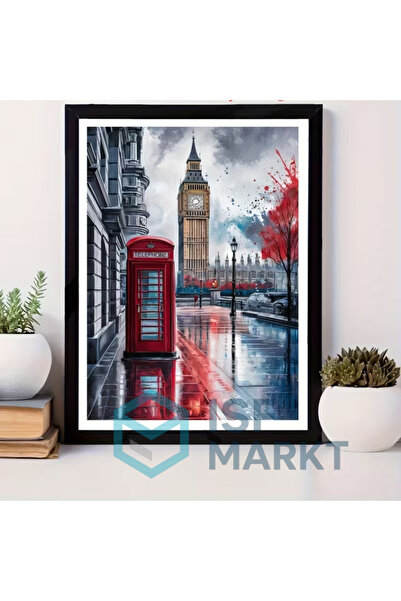 ISF MARKT Elmas Boyama Seti -LONDRA Klasik Kırmızı Telefon Kulübesi DIY 30x40 cm