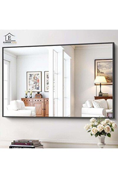 Elindor Oglindă decorativă 122 x 75 cm cu ramă neagră, suspendată sau de stat...
