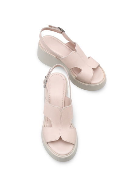 Solo Bag Women's Genuine Leather Strap Detailed Wedge Heeled Casual Comfortab...