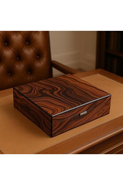 alomran orientals Luxury wooden oud box with a natural woodgrain pattern
