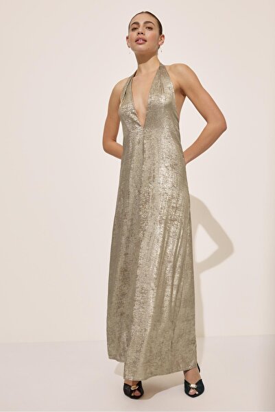 Stradivarius Halter neck backless midi dress