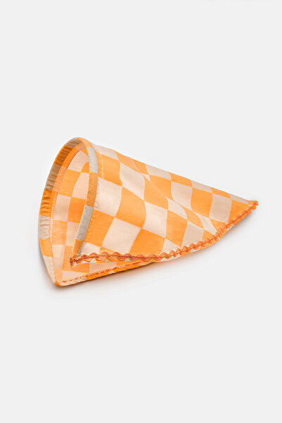 Le Mabelle Πορτοκαλί Κοριτσίστικο Τριγωνικό Στέμμα Μπαντάνα με Σχέδιο Σκακιέρας