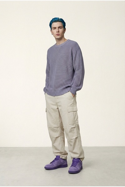 uniq store 100% Cotton Loose Fit Hair Knit Men's Sweater