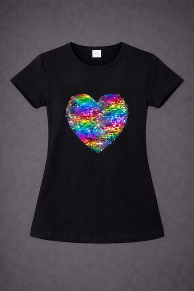 Dıgıl Kids Дівчачий боді у формі серця з вишивкою блискітками та райдужним ві...