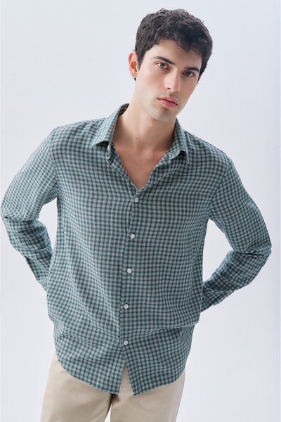 Mudo Plaid Regular Fit Long Sleeve Shirt