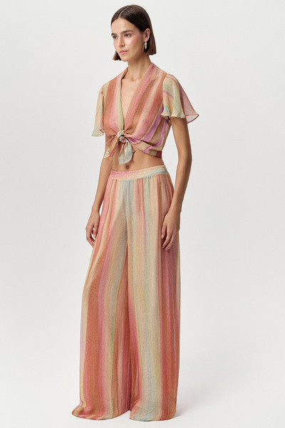 Exquise Wide Leg Elastic Waist Lined Regular Trousers