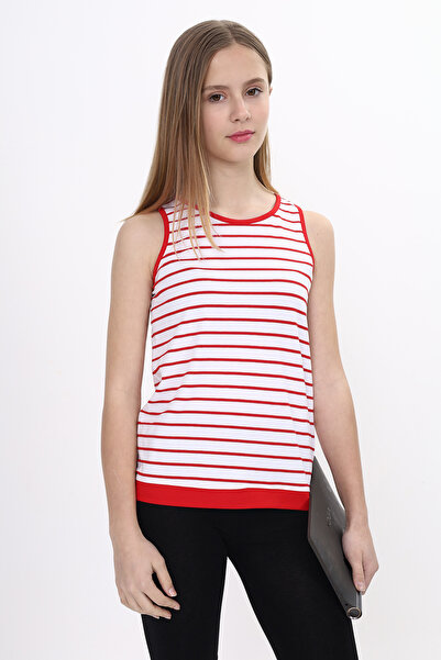 Toontoy Girl's Striped Crew Neck Basic Undershirt