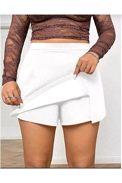 MRDN MODA Büyük beden likralı tek yırtmaçlı şort etek