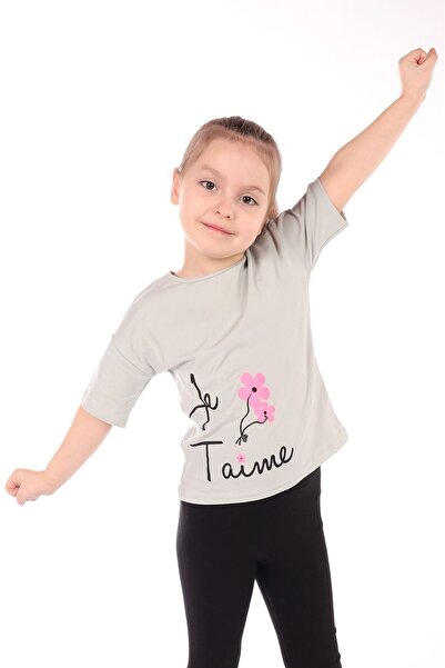 Toontoy تي شيرت مطبوع برقبة دائرية وأكمام قصيرة للفتيات الصغيرات