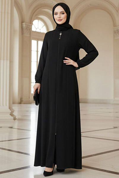 N.S NEVA STYLE Abaya neagră cu fermoar, stil Hijab 45307S