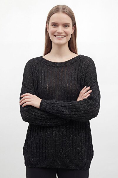 Soul Γυναικεία Ασημένια Πλεκτή Μπλούζα - 31730BLZ - BLACK-BLACK