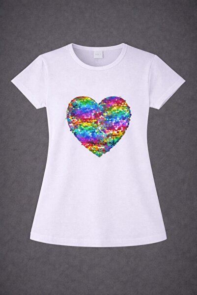 Dıgıl Kids Дівчачий боді у формі серця з вишивкою блискітками та райдужним ві...